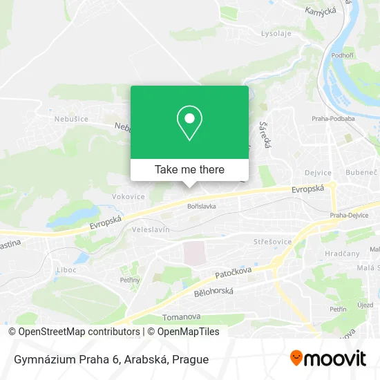 Карта Gymnázium Praha 6, Arabská