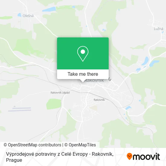 Карта Výprodejové potraviny z Celé Evropy - Rakovník