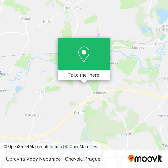 Карта Úpravna Vody Nebanice - Chevak