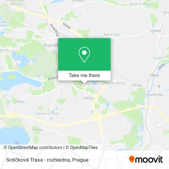 Карта Srdíčková Trasa - rozhledna