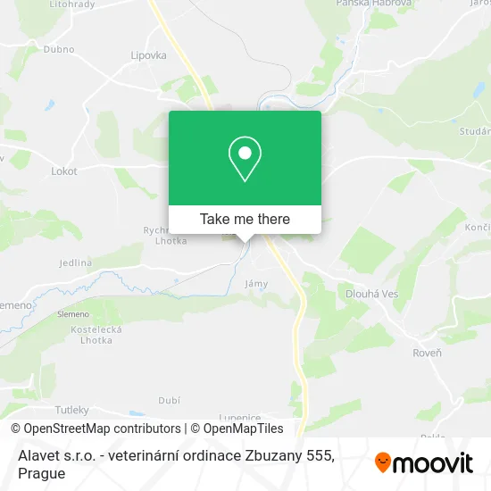 Карта Alavet s.r.o. - veterinární ordinace Zbuzany 555