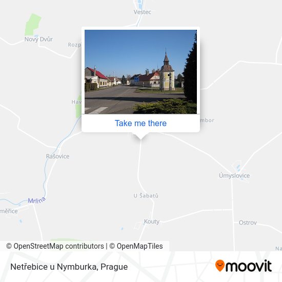 Карта Netřebice u Nymburka