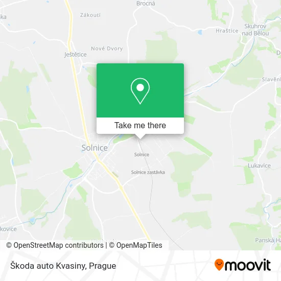 Карта Škoda auto Kvasiny