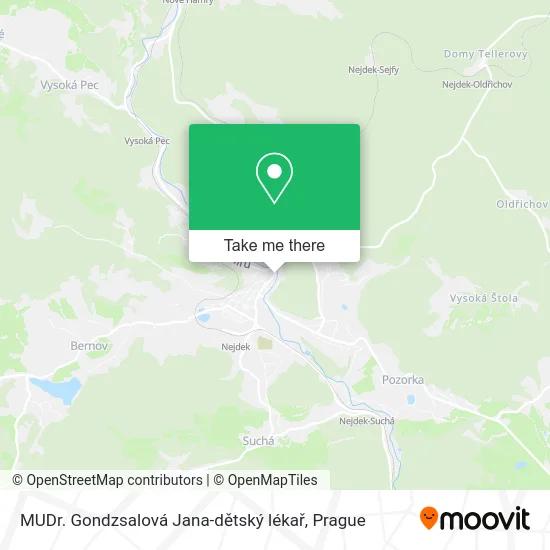 Карта MUDr. Gondzsalová Jana-dětský lékař