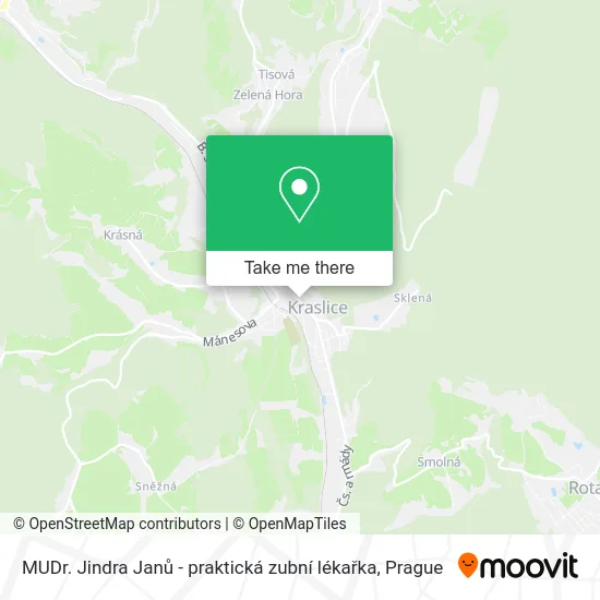 Карта MUDr. Jindra Janů - praktická zubní lékařka