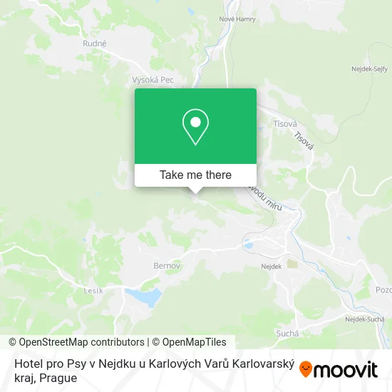 Карта Hotel pro Psy v Nejdku u Karlových Varů Karlovarský kraj
