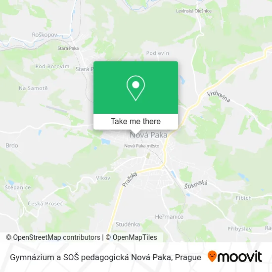 Карта Gymnázium a SOŠ pedagogická Nová Paka