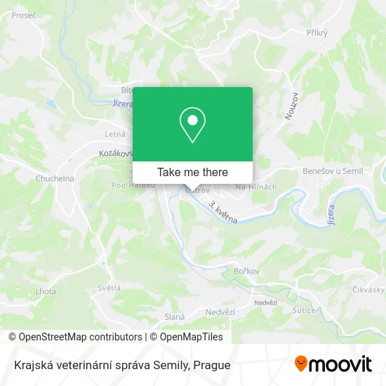 Карта Krajská veterinární správa Semily