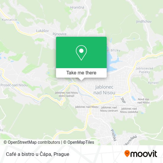 Карта Café a bistro u Čápa
