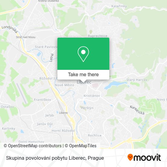 Карта Skupina povolování pobytu Liberec