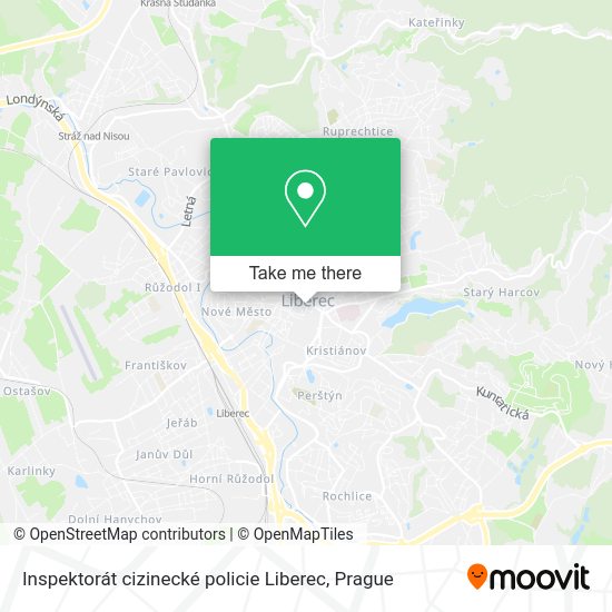 Карта Inspektorát cizinecké policie Liberec