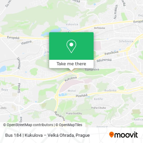 Bus 184 | Kukulova – Velká Ohrada map