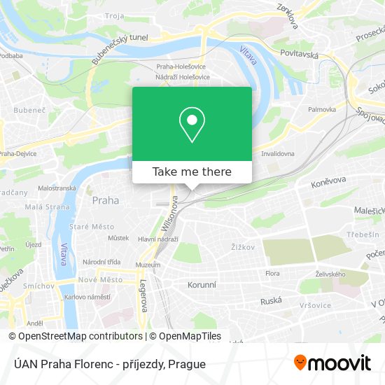 ÚAN Praha Florenc - příjezdy map