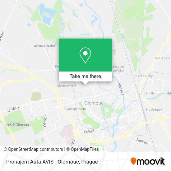 Карта Pronájem Auta AVIS - Olomouc