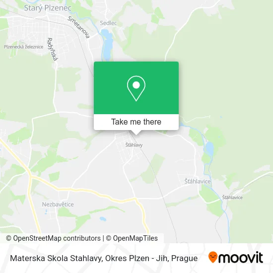 Карта Materska Skola Stahlavy, Okres Plzen - Jih