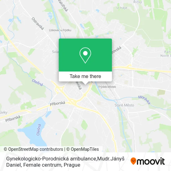 Карта Gynekologicko-Porodnická ambulance,Mudr.Jányš Daniel, Female centrum