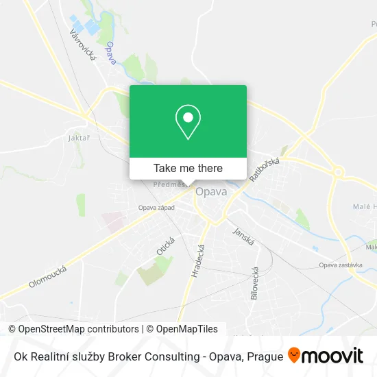Карта Ok Realitní služby Broker Consulting - Opava