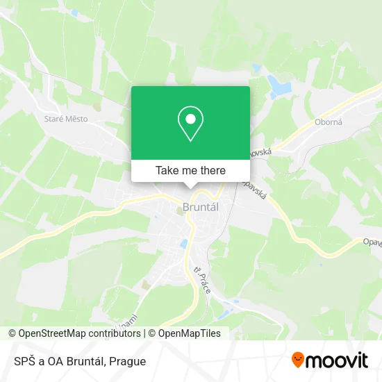 Карта SPŠ a OA Bruntál