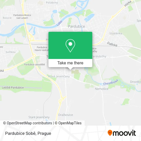 Карта Pardubice Sobě