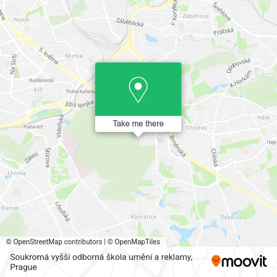 Карта Soukromá vyšší odborná škola umění a reklamy