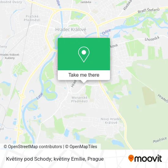 Květiny pod Schody; květiny Emílie map