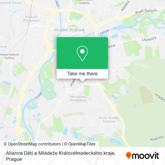 Карта Aliance Dětí a Mládeže Královéhradeckého kraje