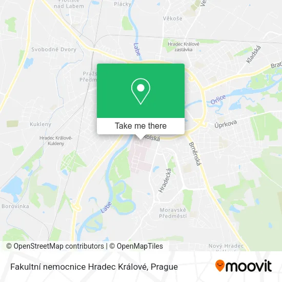 Fakultní nemocnice Hradec Králové map