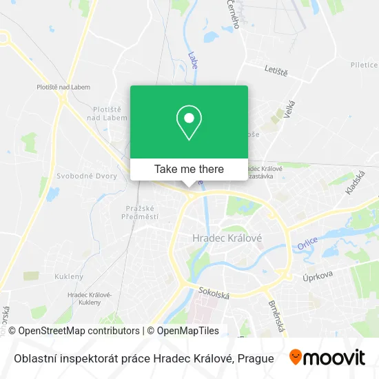 Карта Oblastní inspektorát práce Hradec Králové