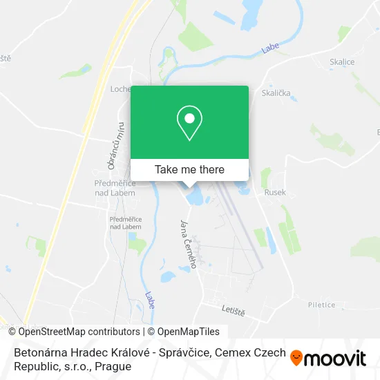 Карта Betonárna Hradec Králové - Správčice, Cemex Czech Republic, s.r.o.