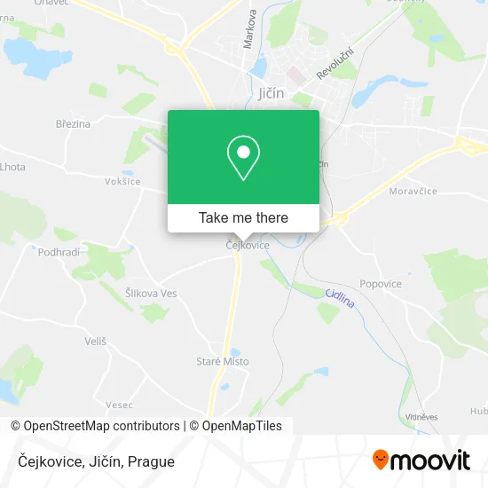 Карта Čejkovice, Jičín