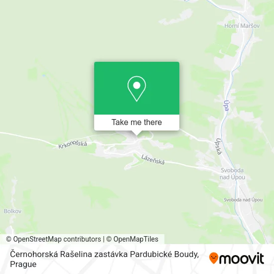 Карта Černohorská Rašelina zastávka Pardubické Boudy