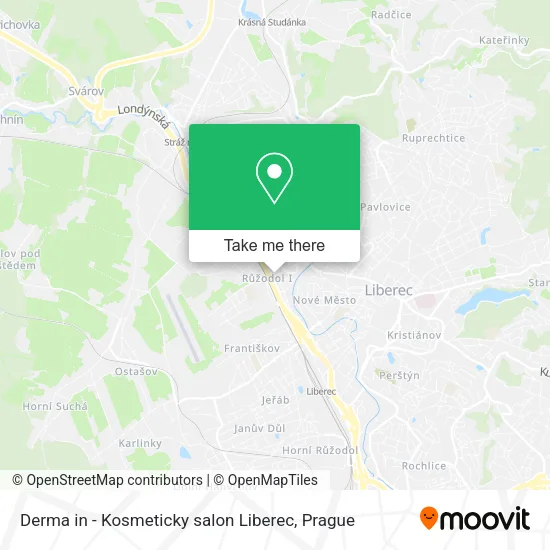 Карта Derma in - Kosmeticky salon Liberec