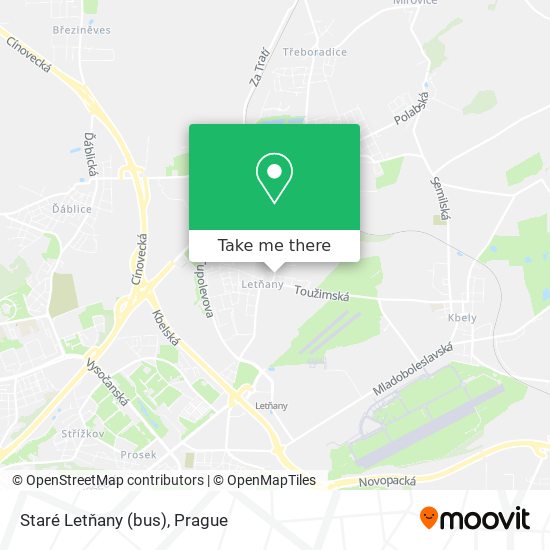 Staré Letňany (bus) map