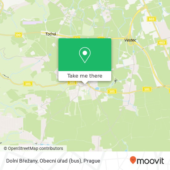 Dolní Břežany, Obecní úřad (bus) map