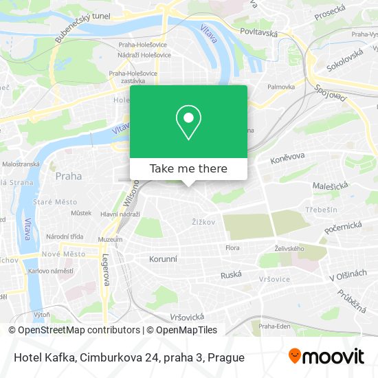 Hotel Kafka, Cimburkova 24, praha 3 map