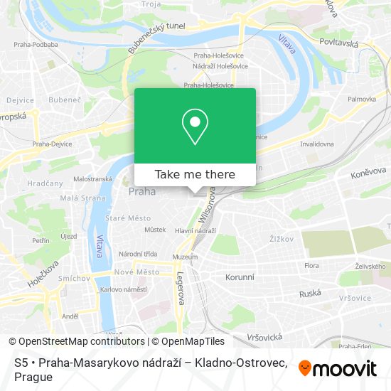 S5 • Praha-Masarykovo nádraží – Kladno-Ostrovec map