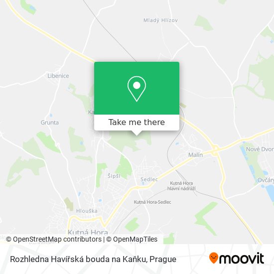 Rozhledna Havířská bouda na Kaňku map