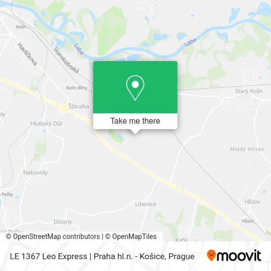 LE 1367 Leo Express | Praha hl.n. - Košice map