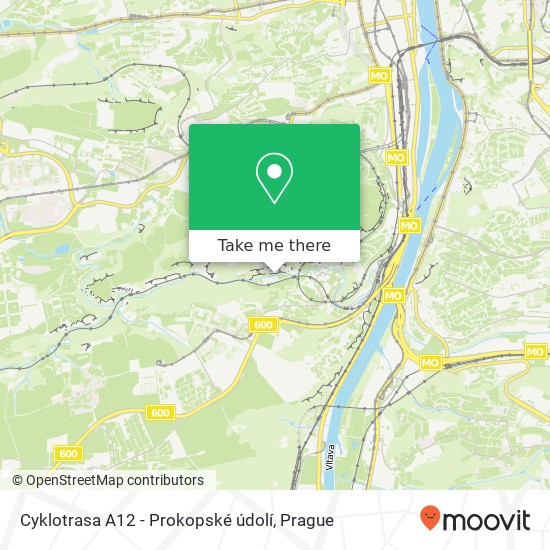 Cyklotrasa A12 - Prokopské údolí map