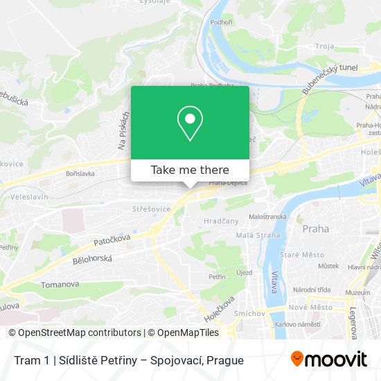 Карта Tram 1 | Sídliště Petřiny – Spojovací
