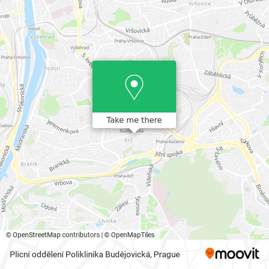 Plicní oddělení Poliklinika Budějovická map