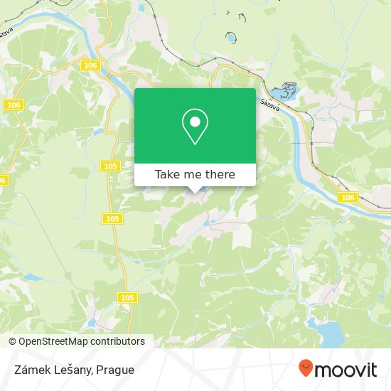 Zámek Lešany map