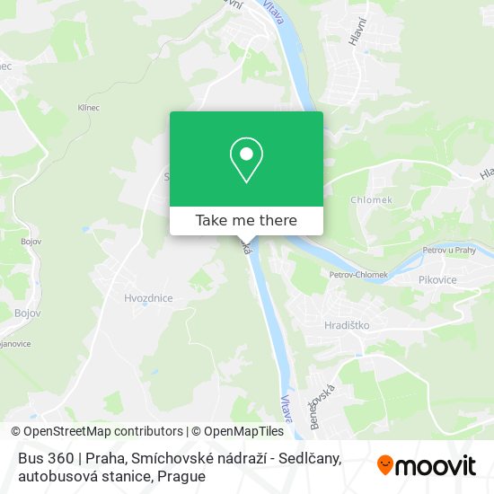 Bus 360 | Praha, Smíchovské nádraží - Sedlčany, autobusová stanice map