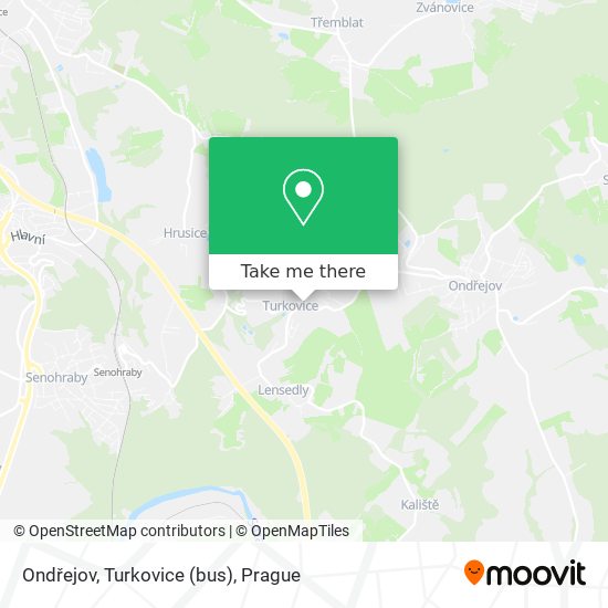 Ondřejov, Turkovice (bus) map