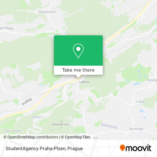 Карта StudentAgency Praha-Plzen