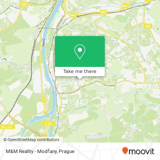 M&M Reality - Modřany map