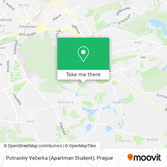 Карта Potraviny Večerka (Apartman Student)