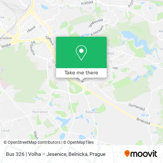Карта Bus 326 | Volha – Jesenice, Belnická