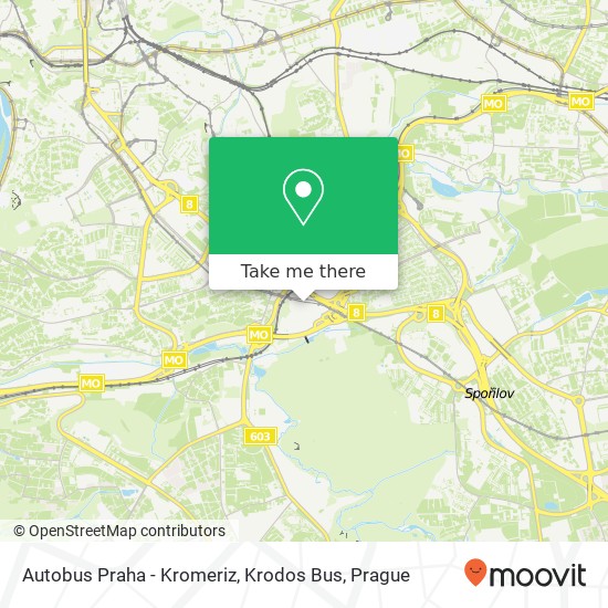Карта Autobus Praha - Kromeriz, Krodos Bus