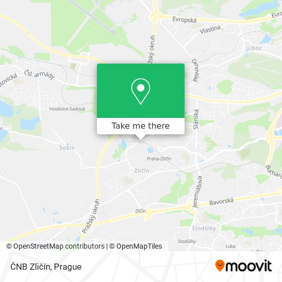 ČNB Zličín map